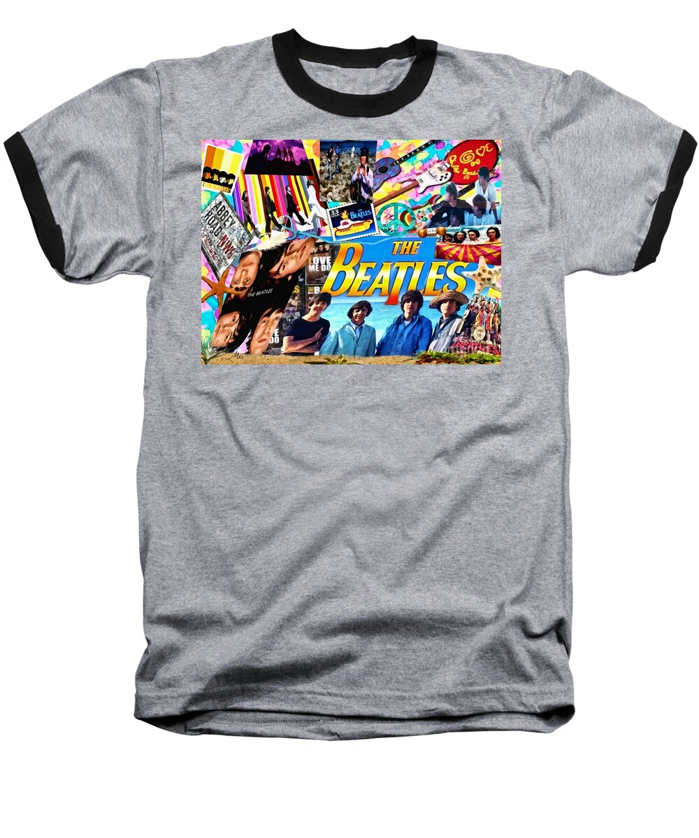 Beatles For Summer Baseball T-Shirt featuring the digital art Beatles for Summer by Mo T
