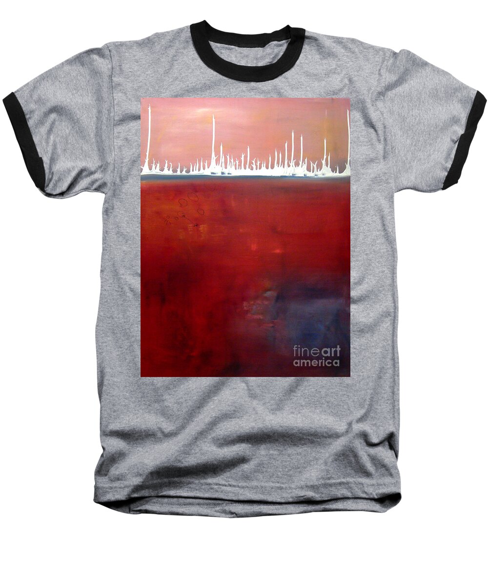 Abstract Baseball T-Shirt featuring the painting Below by Jeff Barrett