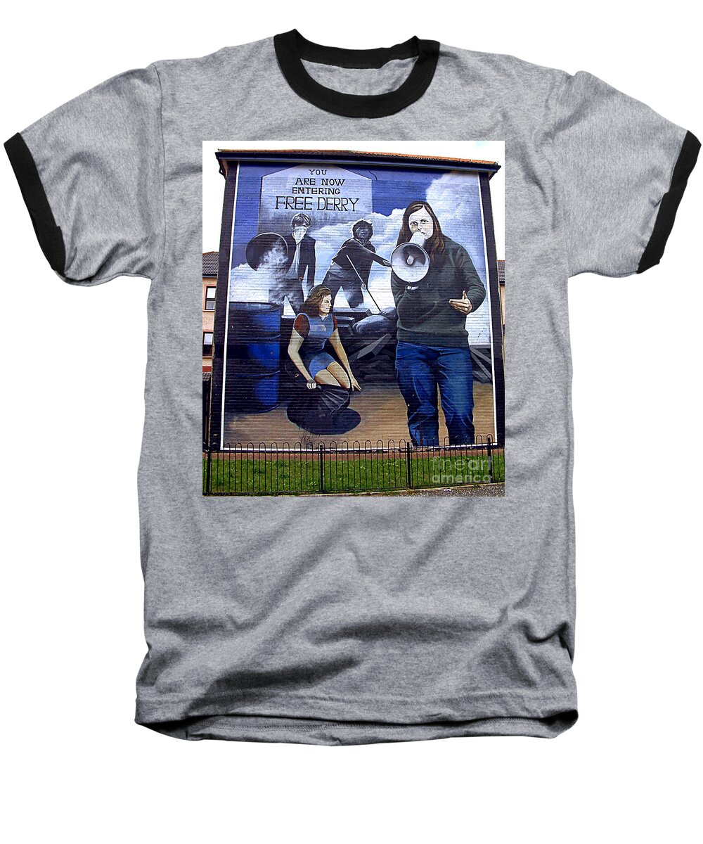 Bernadette Mcaliskey Baseball T-Shirt featuring the photograph Bernadette Devlin Mural by Nina Ficur Feenan