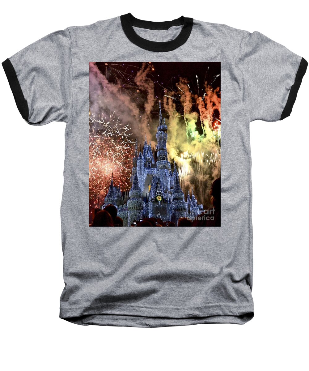 Castle Baseball T-Shirt featuring the photograph Holiday Magic by Carol Bradley