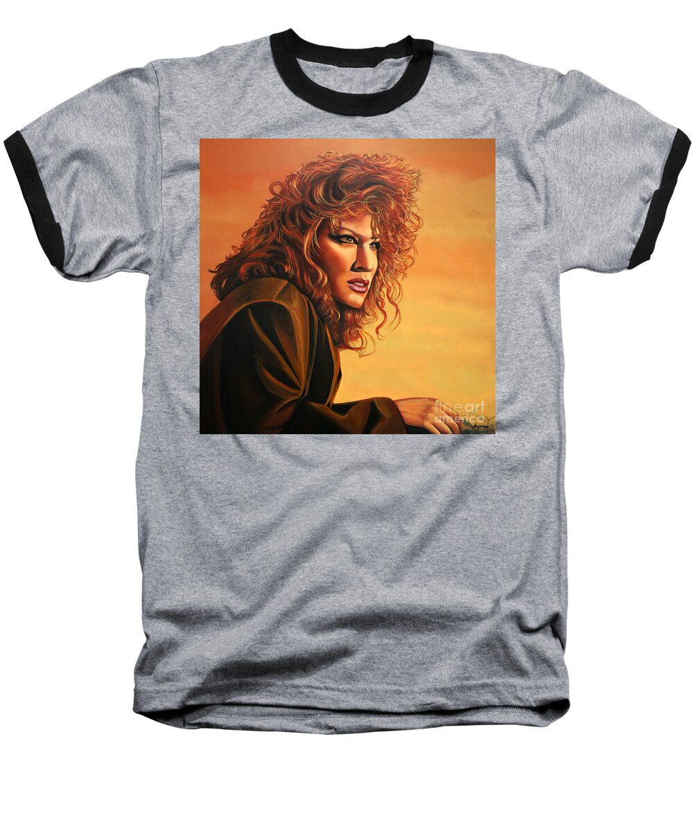 Bette Midler Baseball T-Shirt featuring the painting Bette Midler by Paul Meijering