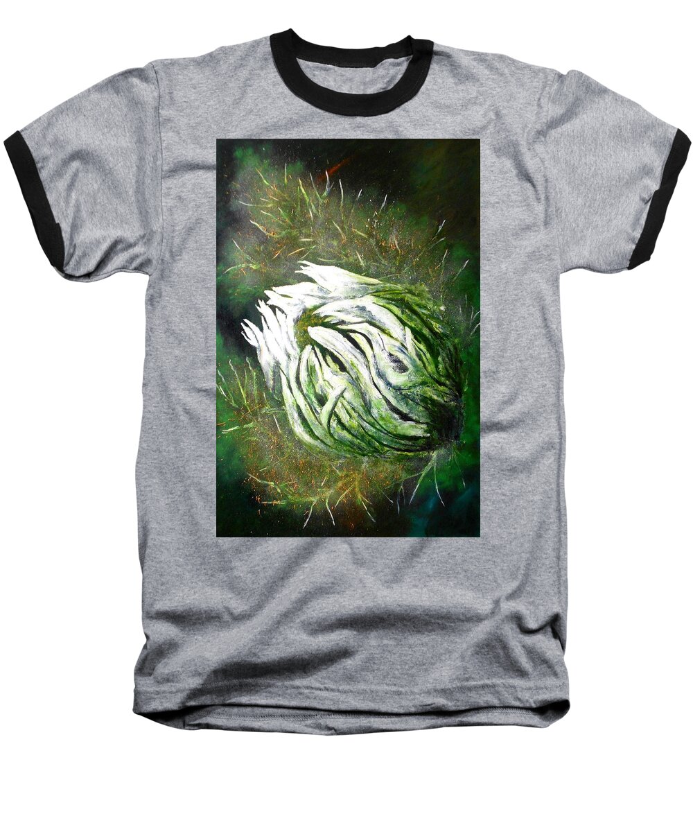 Flower Baseball T-Shirt featuring the painting Beware of the Thorns by Maris Sherwood