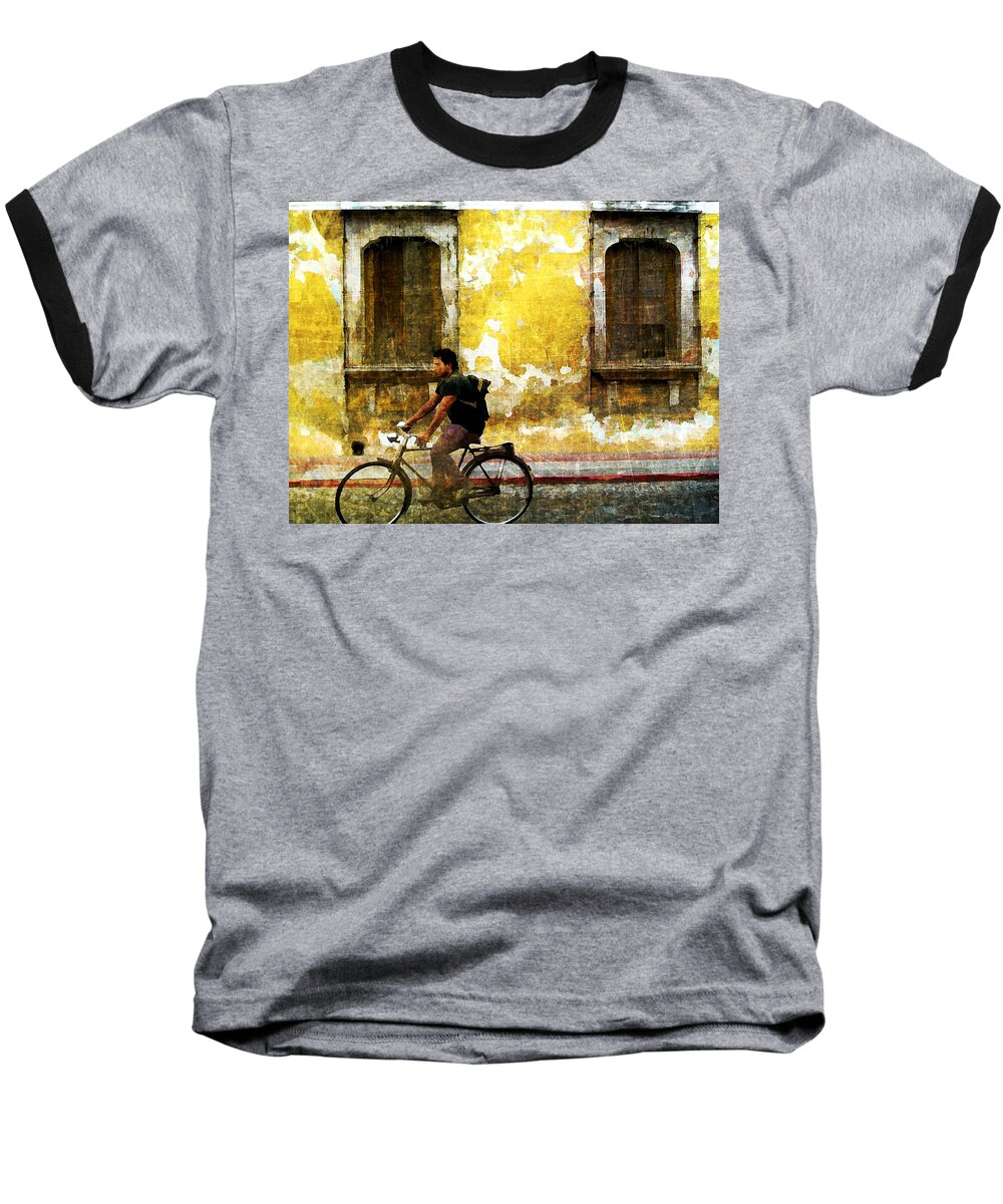 Antigua Baseball T-Shirt featuring the digital art Bicycle Textures by Maria Huntley