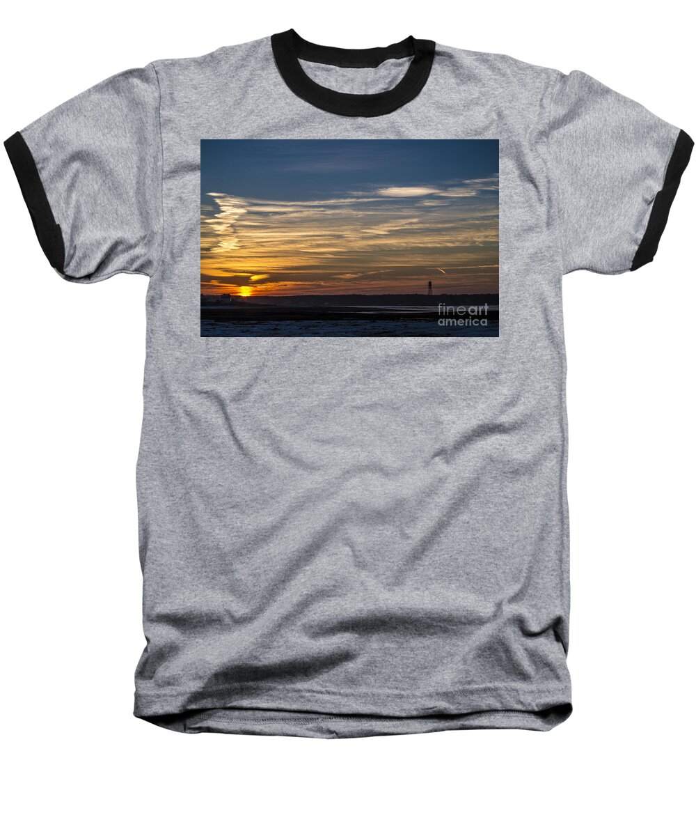 Biddeford Pool Baseball T-Shirt featuring the photograph Biddeford Pool Maine Sunset by Patrick Fennell