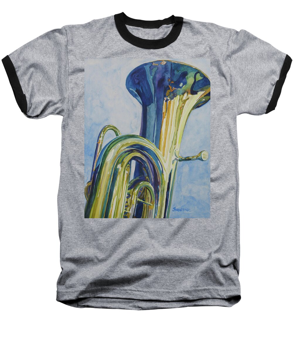 Tuba Baseball T-Shirt featuring the painting Big Boy by Jenny Armitage