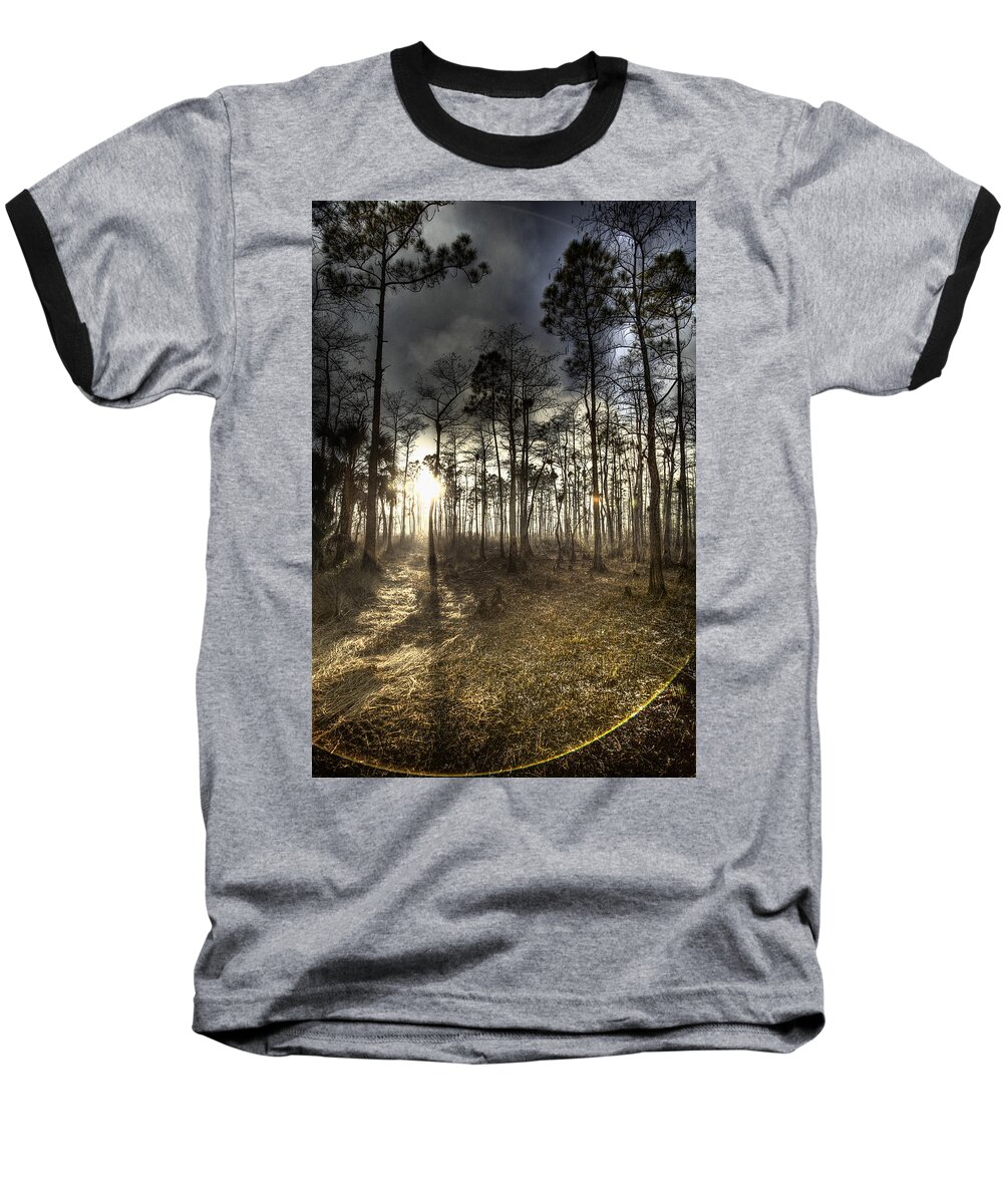 Florida Baseball T-Shirt featuring the photograph Big Cypress Fire At Sunset by Bradley R Youngberg