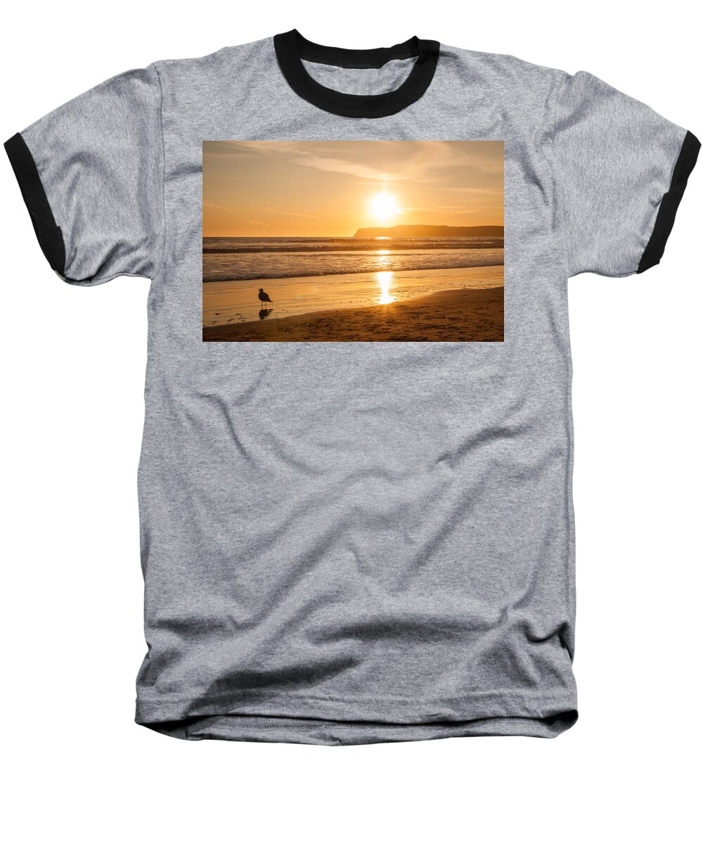 America Baseball T-Shirt featuring the photograph Bird and his sunset by John Wadleigh
