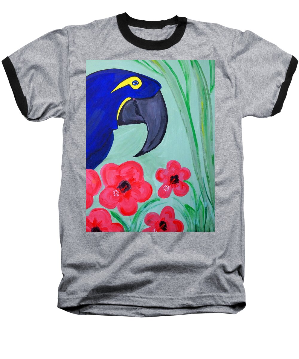 Bird I Baseball T-Shirt featuring the painting Bird In Paradise  by Nora Shepley