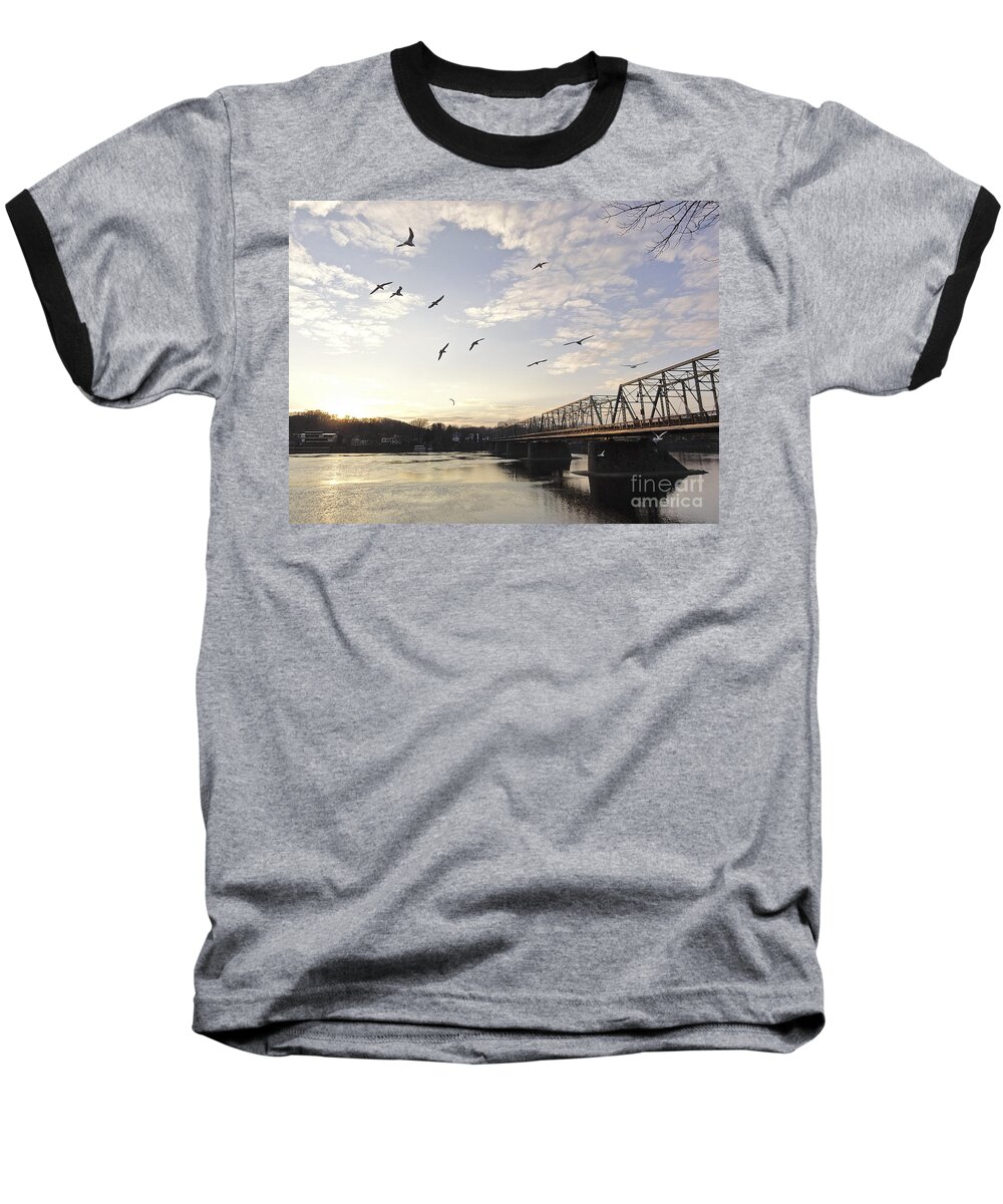 Birds Baseball T-Shirt featuring the photograph Birds and Bridges by Christopher Plummer