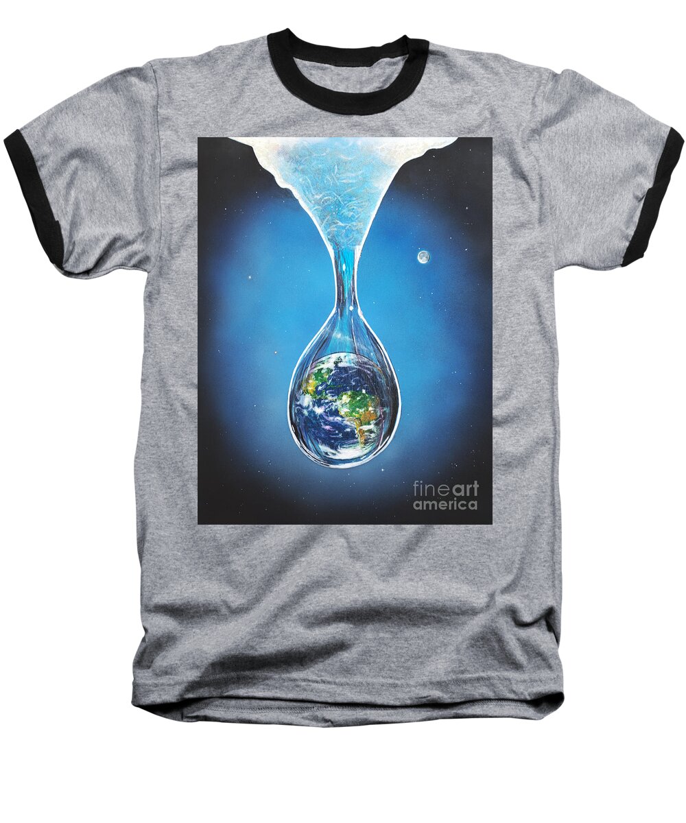 Earth Baseball T-Shirt featuring the painting Birth of Earth by Mary Scott