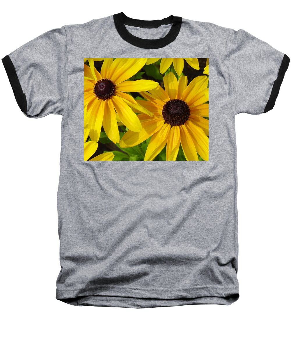 Black Eyed Susan Baseball T-Shirt featuring the photograph Black-eyed Susans Close Up by Suzanne Gaff