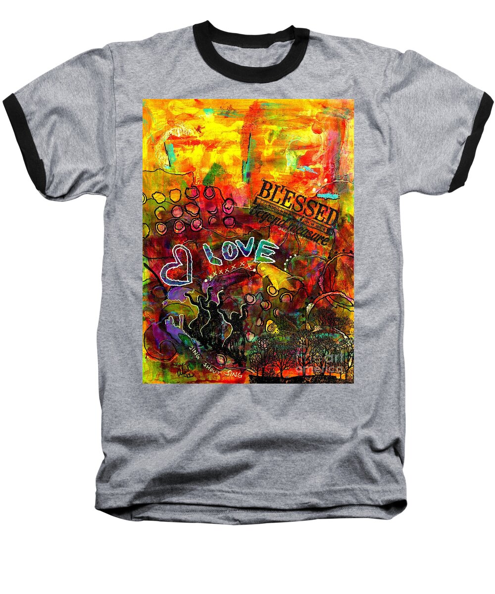 Acrylic Baseball T-Shirt featuring the painting Blessed Beyond Measure by Angela L Walker