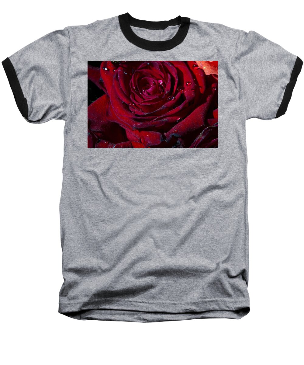 Red Rose Baseball T-Shirt featuring the digital art Blood Red Rose by Linda Unger