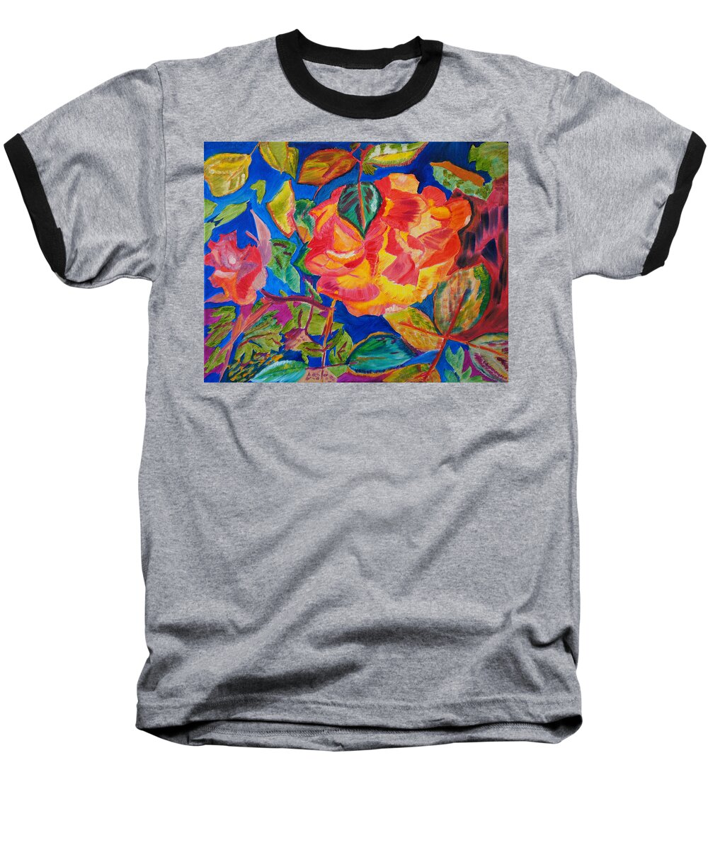 Flowers Baseball T-Shirt featuring the painting Blossoms Aglow by Meryl Goudey
