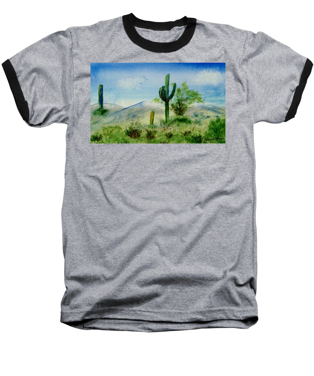 Original Baseball T-Shirt featuring the painting Blue Cactus by Jamie Frier