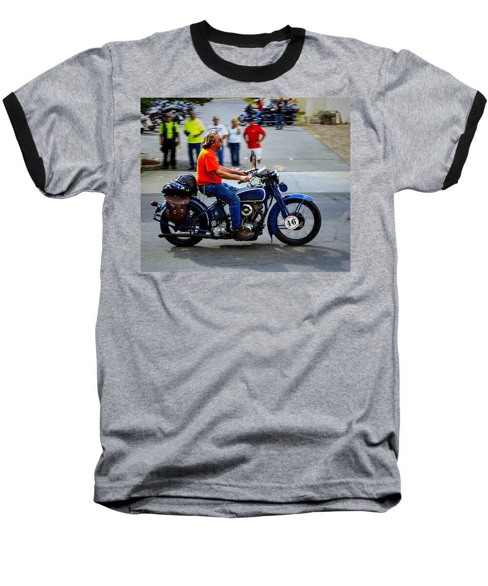 Antique Baseball T-Shirt featuring the photograph Blue Harley 46 by Jeff Kurtz