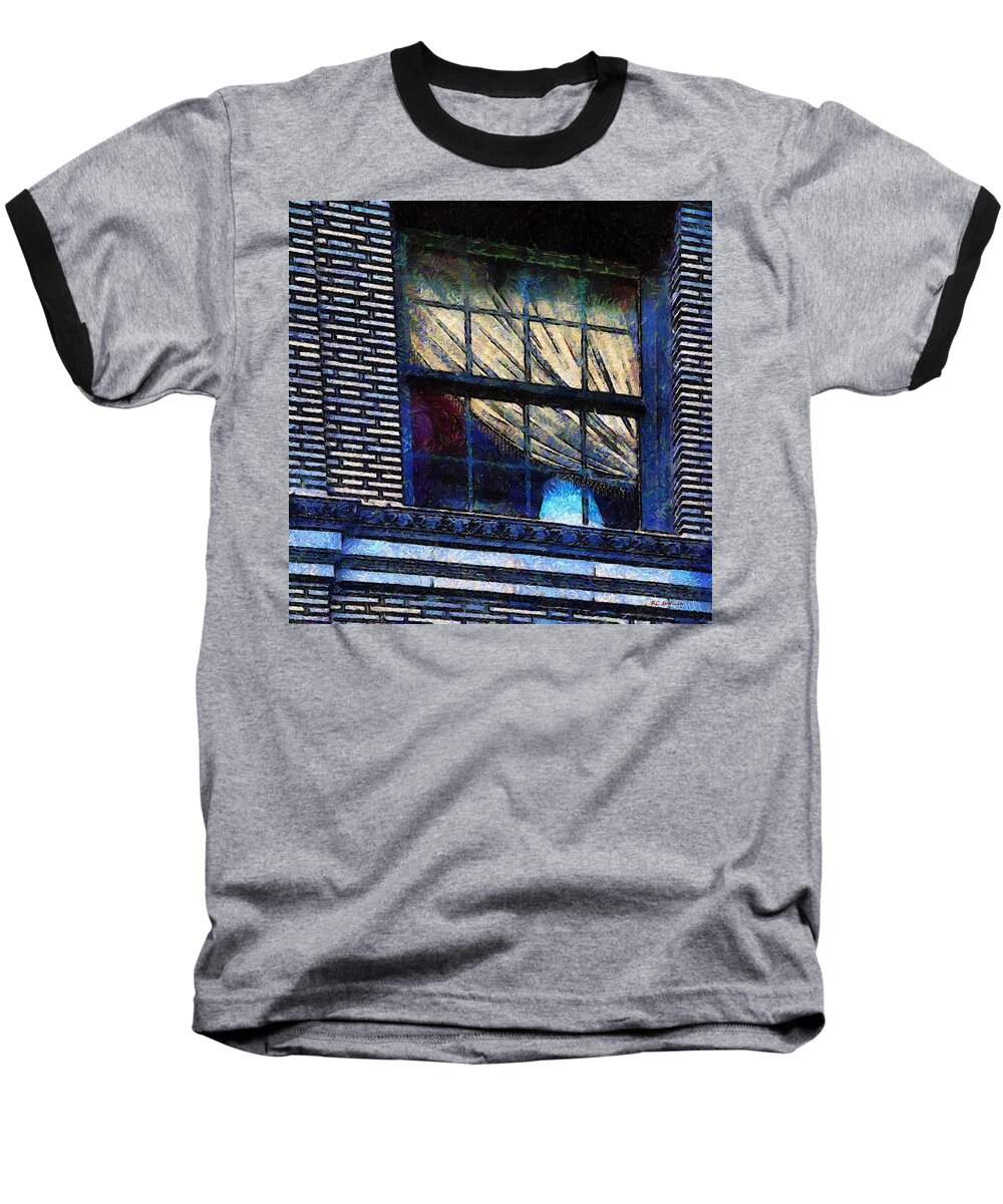 Window Baseball T-Shirt featuring the painting Blue Night in New York by RC DeWinter