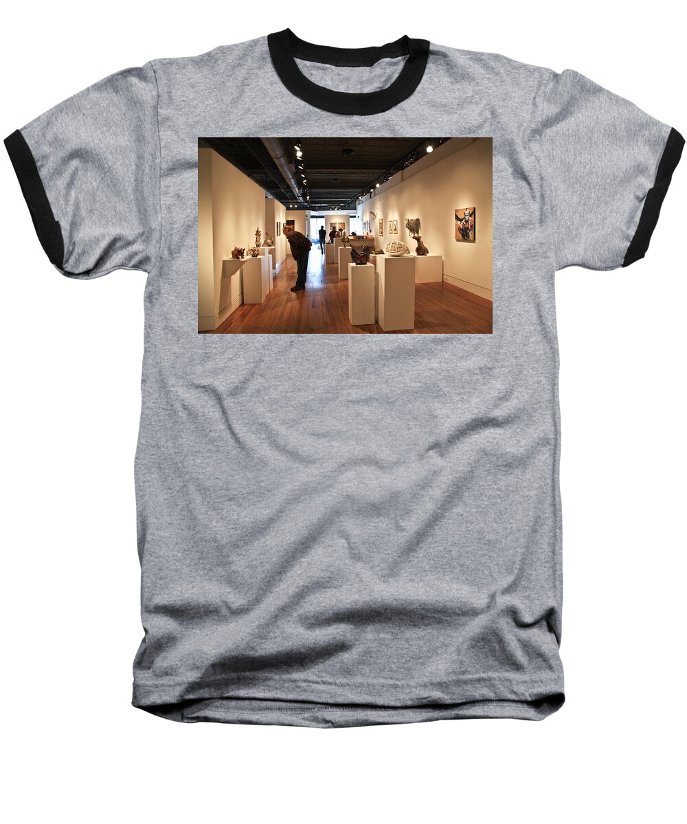 Gallery Baseball T-Shirt featuring the photograph Blue Spiral Gallery in Asheville by Melinda Fawver