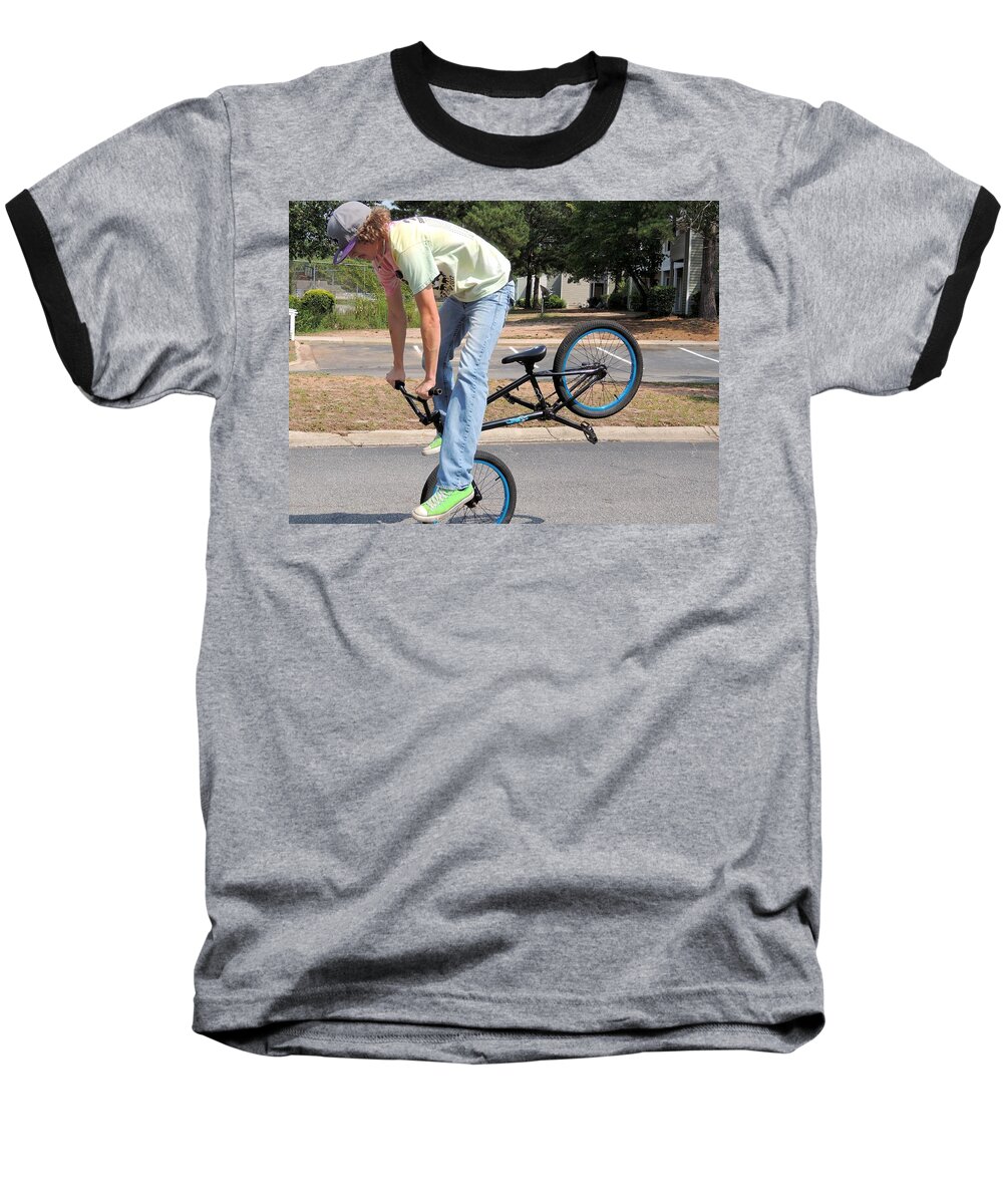 Bmx Baseball T-Shirt featuring the photograph Bmx rider by Aaron Martens