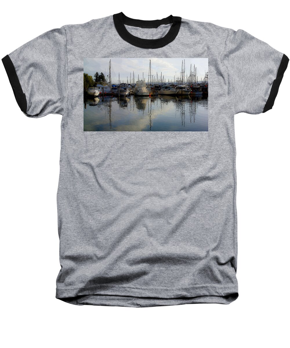 Landscape Baseball T-Shirt featuring the photograph Boats at Marina on Liberty Bay by Greg Reed