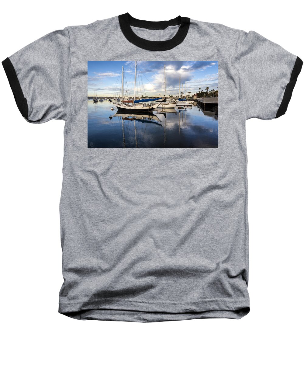 San Diego Baseball T-Shirt featuring the photograph Boats in a Row San Diego Harbor by Joseph S Giacalone