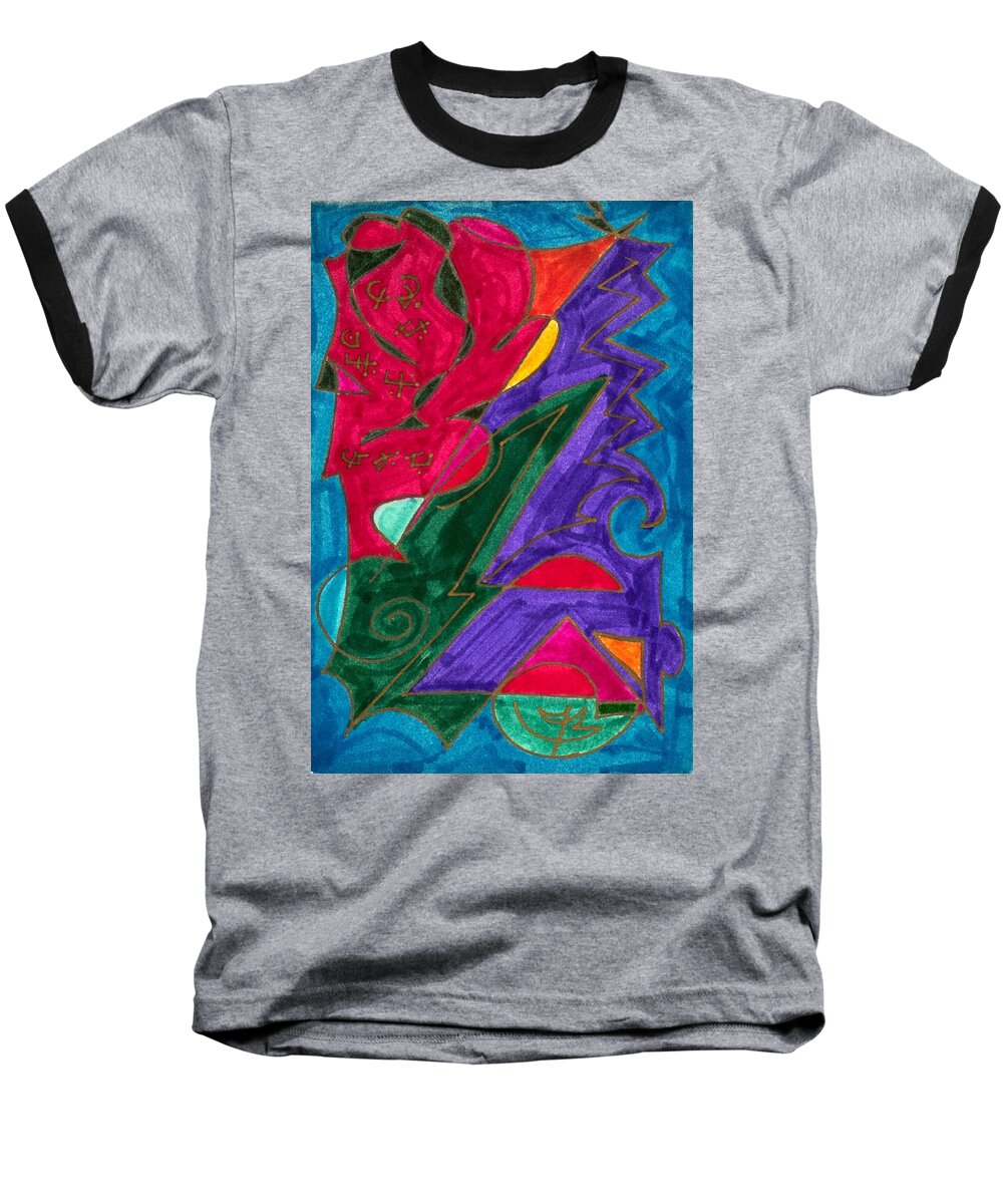 Healing Imprint Baseball T-Shirt featuring the mixed media Body Zero # 5 by Clarity Artists