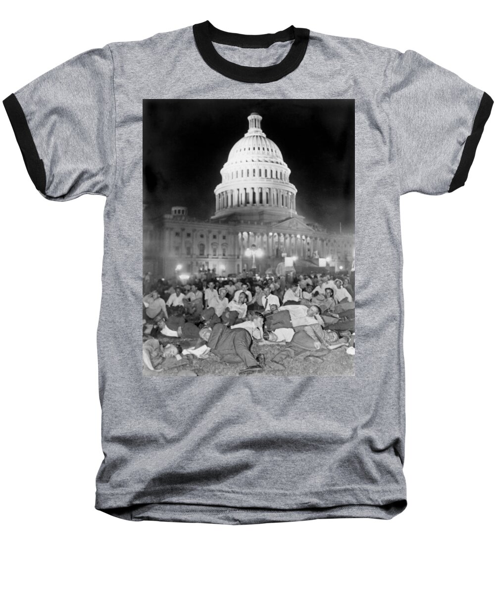 1932 Baseball T-Shirt featuring the photograph Bonus Army Sleeps At Capitol by Underwood Archives