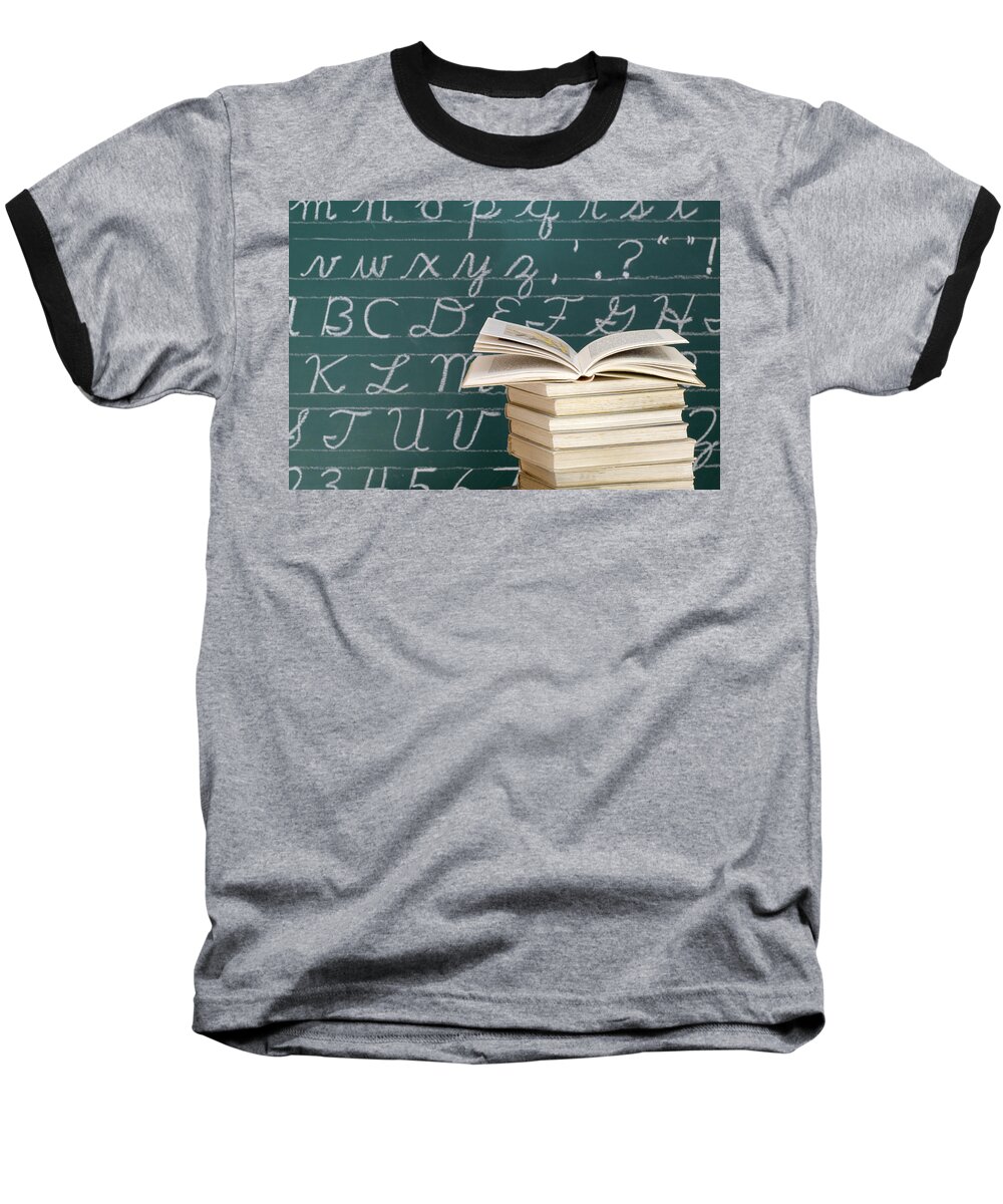 Reading Baseball T-Shirt featuring the photograph Books and Chalkboard by Chevy Fleet