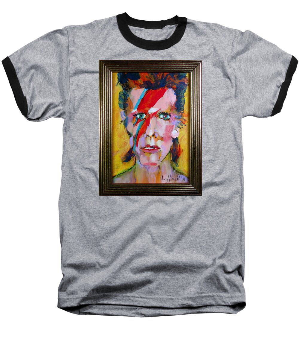 Bowie Baseball T-Shirt featuring the painting Bowie by Les Leffingwell