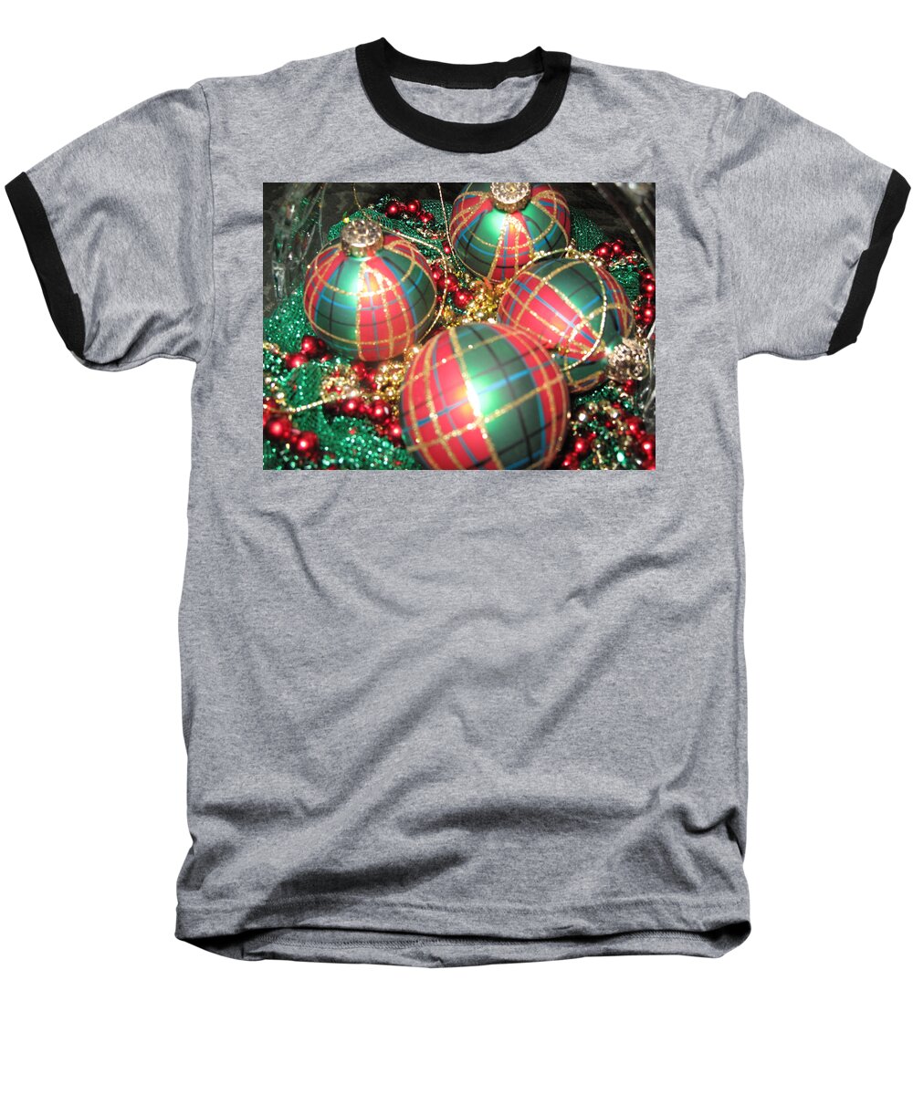 Ornaments Baseball T-Shirt featuring the photograph Bowl of Christmas Colors by Barbara McDevitt
