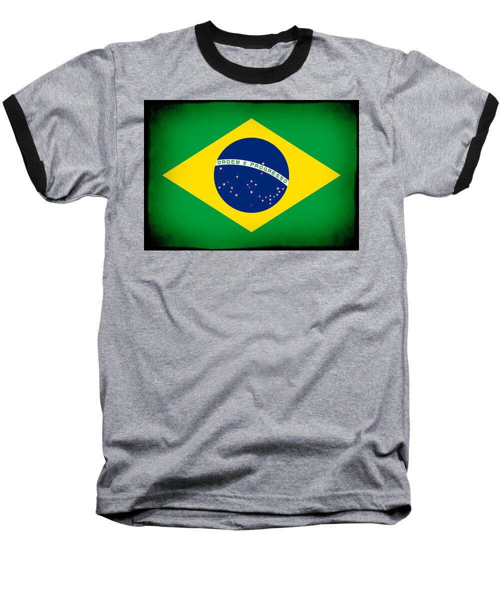 Flag Baseball T-Shirt featuring the photograph Brazil Flag Framed by Kurt Van Wagner