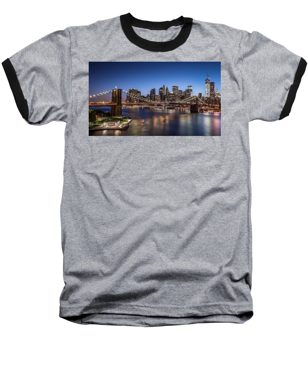 America Baseball T-Shirt featuring the photograph Brooklyn Bridge by Mihai Andritoiu