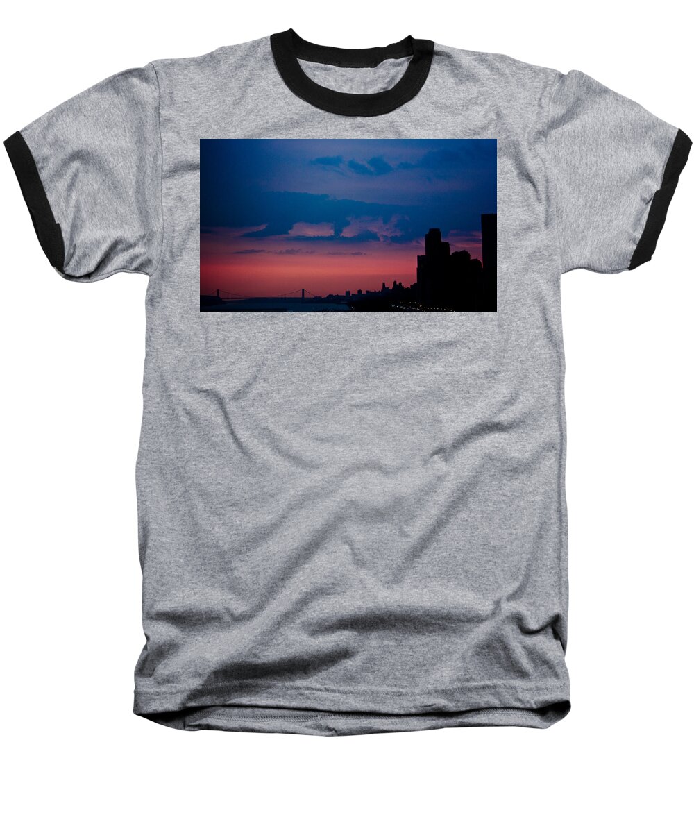 New York City Baseball T-Shirt featuring the photograph Brooklyn Bridge Sunrise by Sara Frank