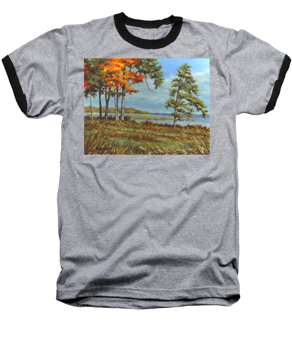 Autumn Baseball T-Shirt featuring the painting Browns Bay by Richard De Wolfe