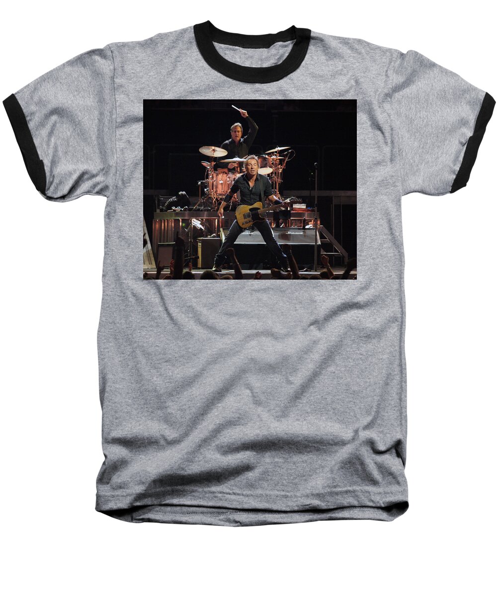 Bruce Springsteen Baseball T-Shirt featuring the photograph Bruce Springsteen in Concert by Georgia Clare
