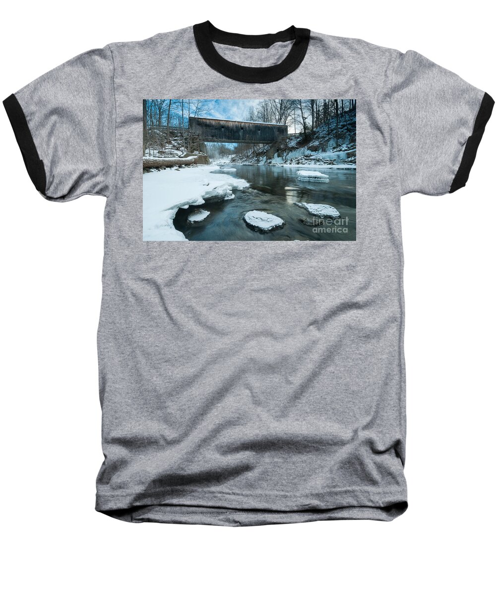 Covered Baseball T-Shirt featuring the photograph Covered Bridge - Bull's Crossing at Kent by JG Coleman
