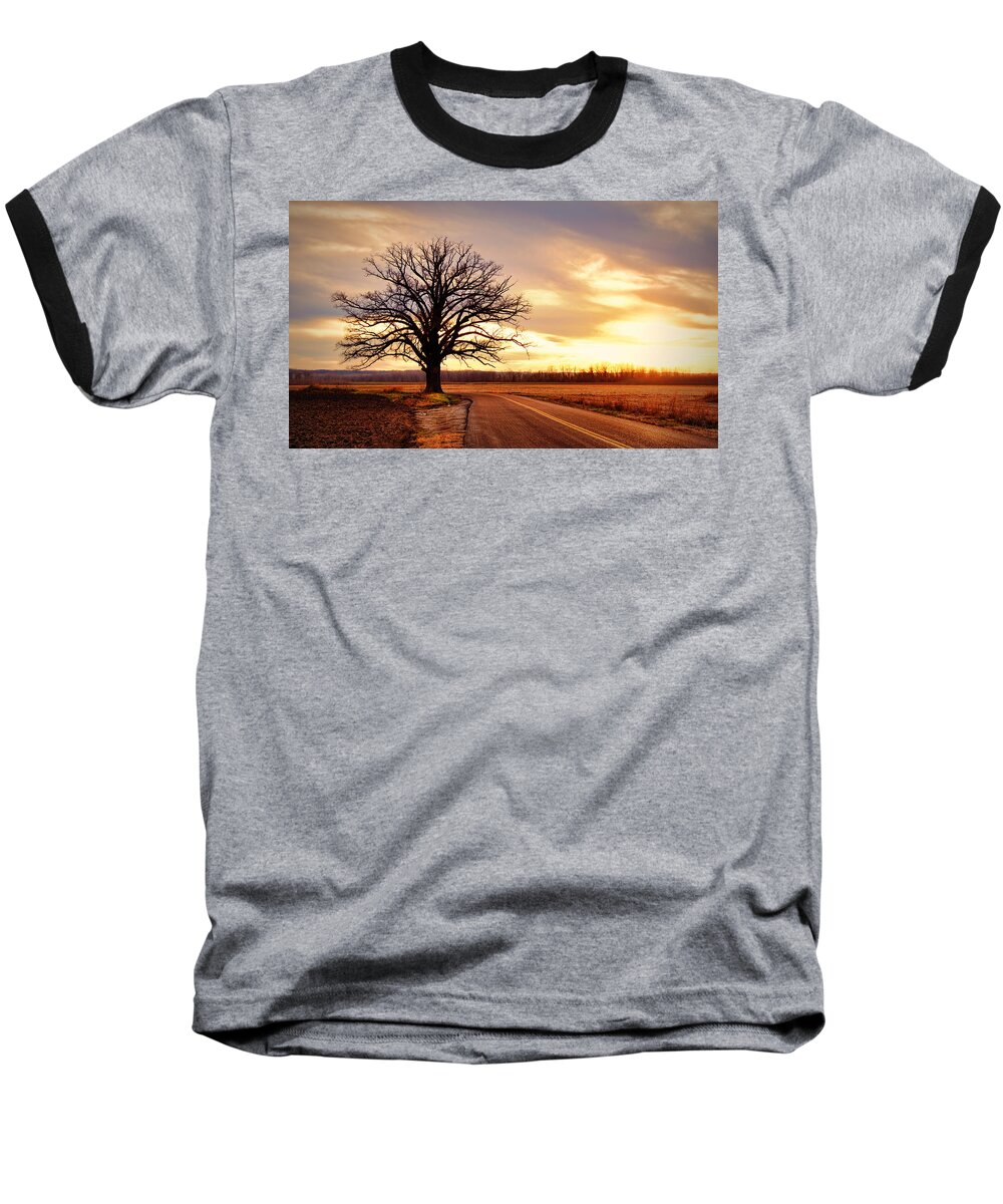 Old Baseball T-Shirt featuring the photograph Burr Oak Silhouette by Cricket Hackmann