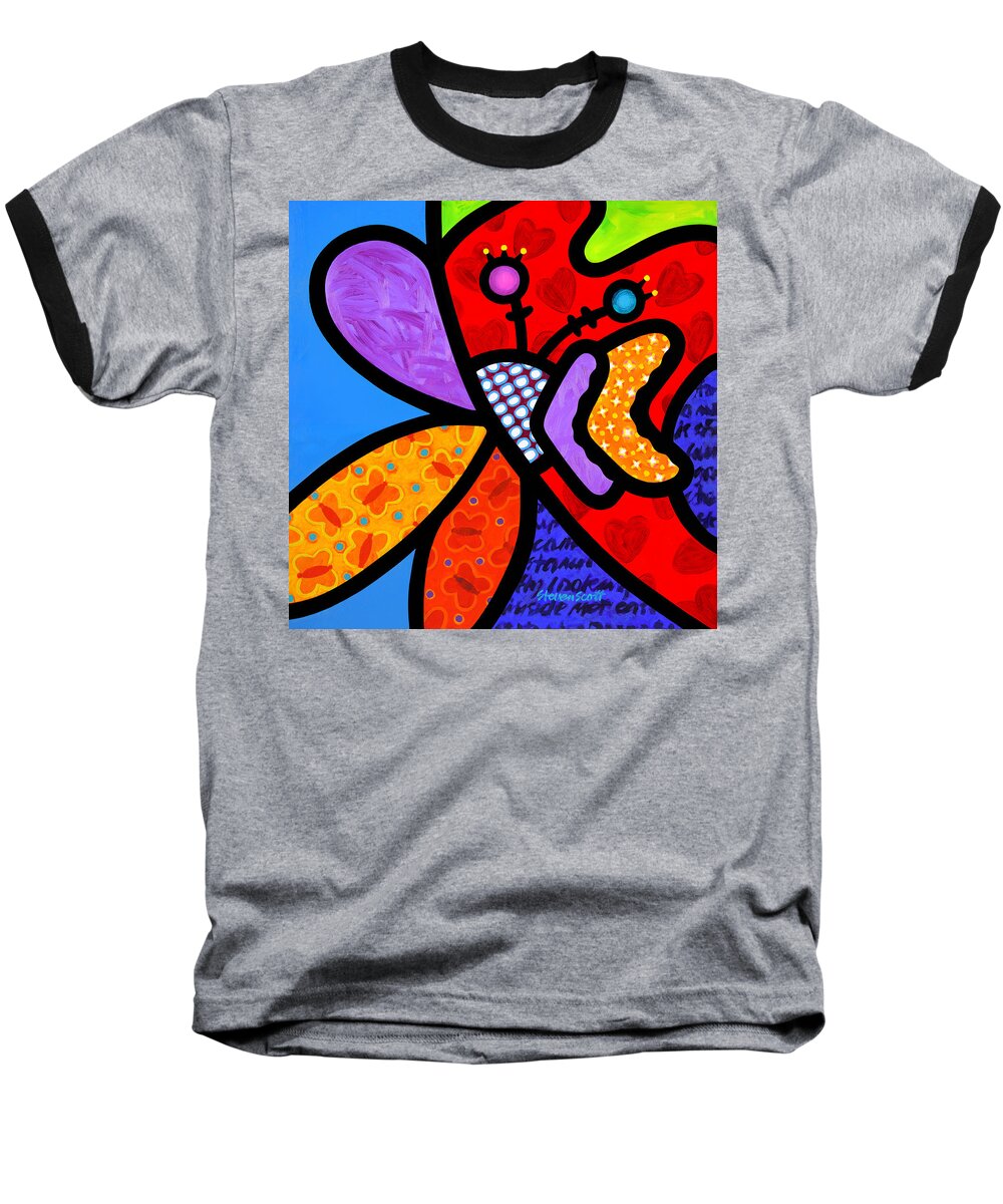 Abstract Baseball T-Shirt featuring the painting Butterfly Orchid by Steven Scott