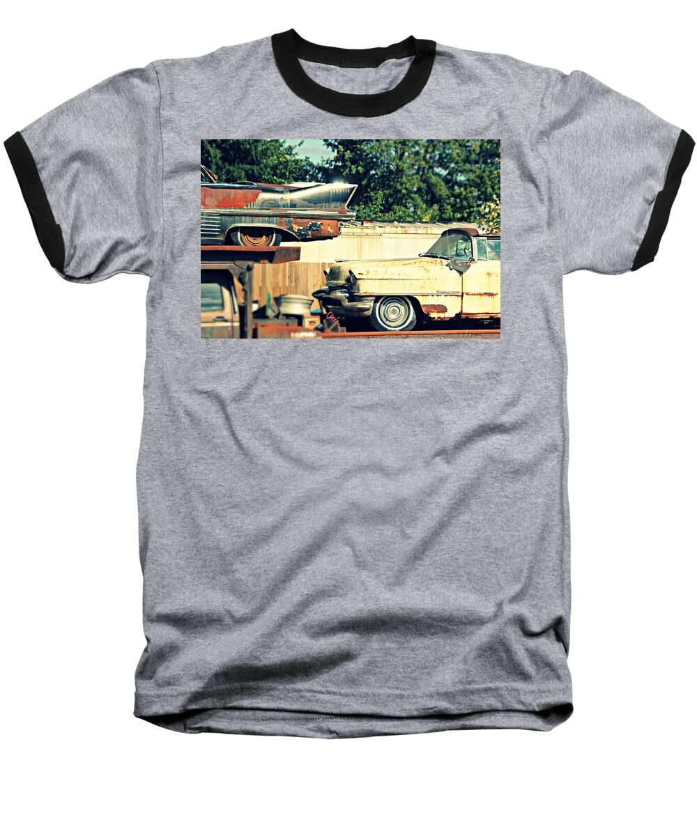 Cadillac Baseball T-Shirt featuring the photograph Cadillacs in Decay by Steve Natale