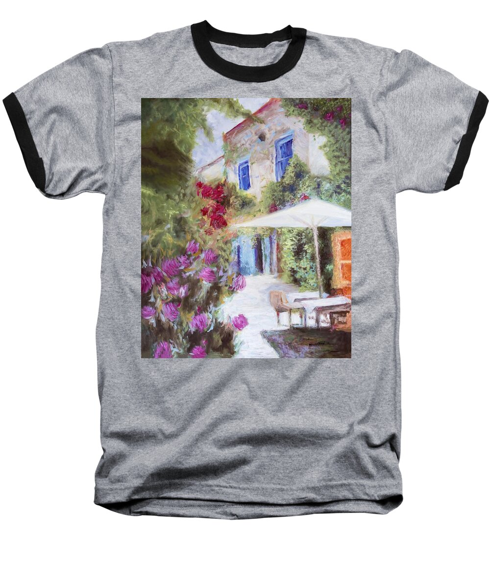 Cafe Baseball T-Shirt featuring the painting Cafe in the Spring by Melissa Herrin