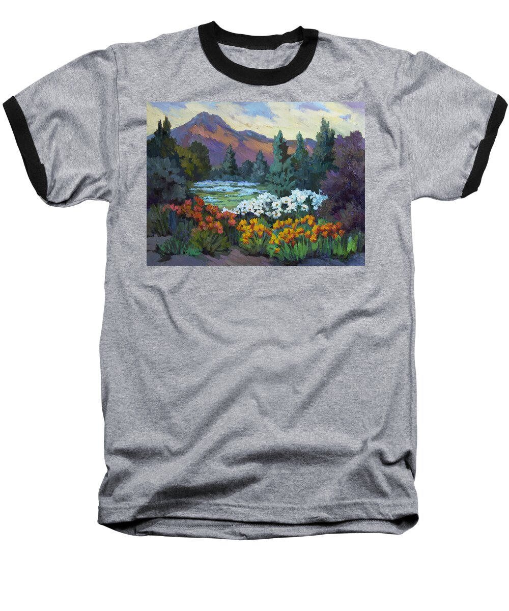 Californnia Baseball T-Shirt featuring the painting California Poppies at Santa Barbara by Diane McClary