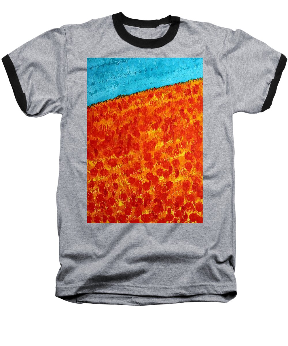 Poppies Baseball T-Shirt featuring the painting California Poppies original painting by Sol Luckman