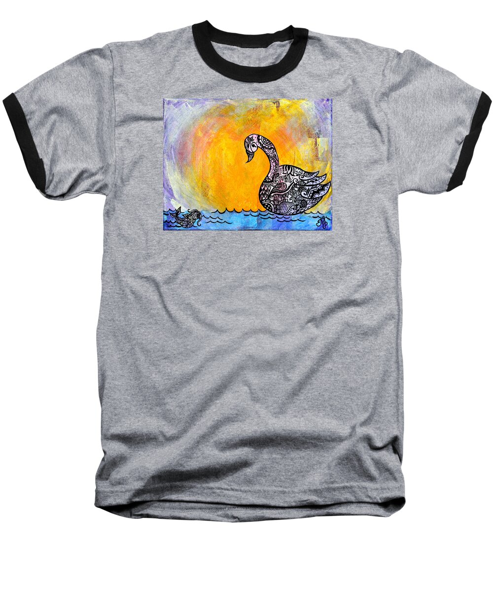 Henna Baseball T-Shirt featuring the painting Calming Waters by Meganne Peck