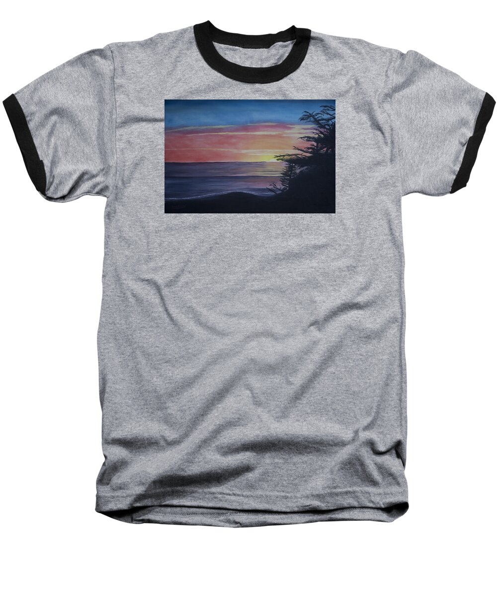 Ian Baseball T-Shirt featuring the painting Cambria Setting Sun by Ian Donley