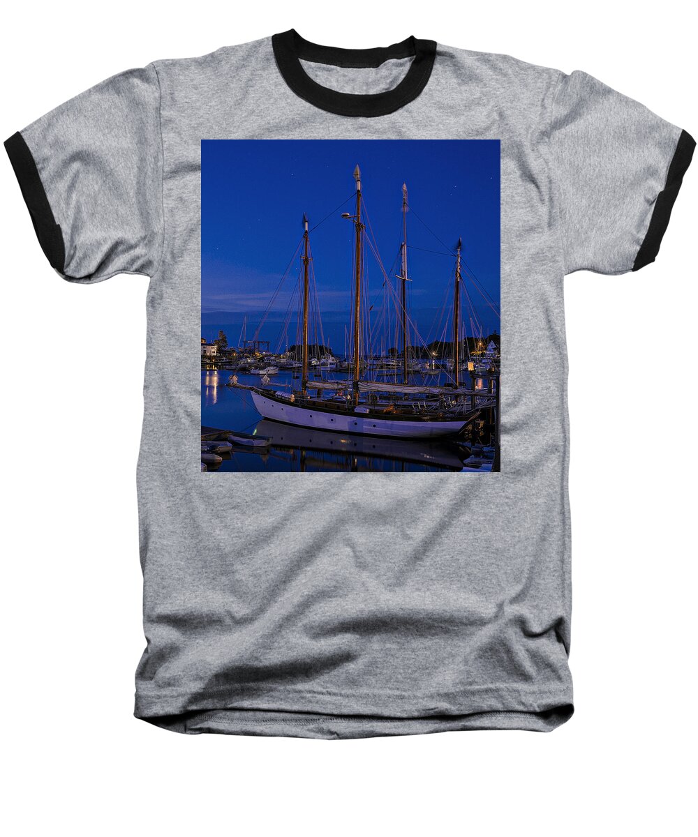 Camden Maine Baseball T-Shirt featuring the photograph Camden Harbor Maine at 4AM by Marty Saccone