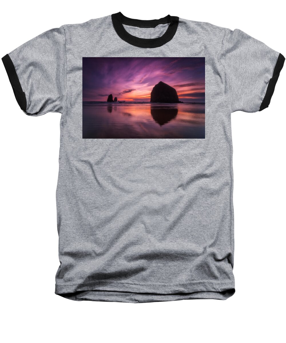 Sunset Baseball T-Shirt featuring the photograph Cannon Beach Dreams by Darren White