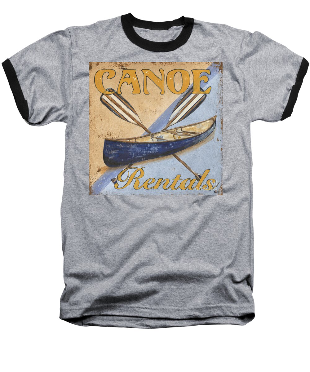 Live Baseball T-Shirt featuring the painting Canoe Rentals by Debbie DeWitt