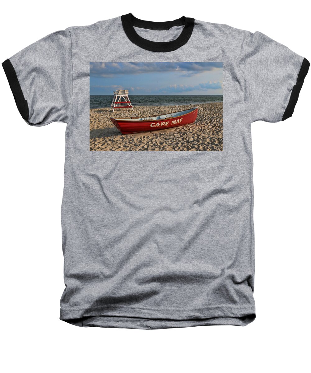 Cape May Baseball T-Shirt featuring the photograph Cape May N J Rescue Boat by Allen Beatty