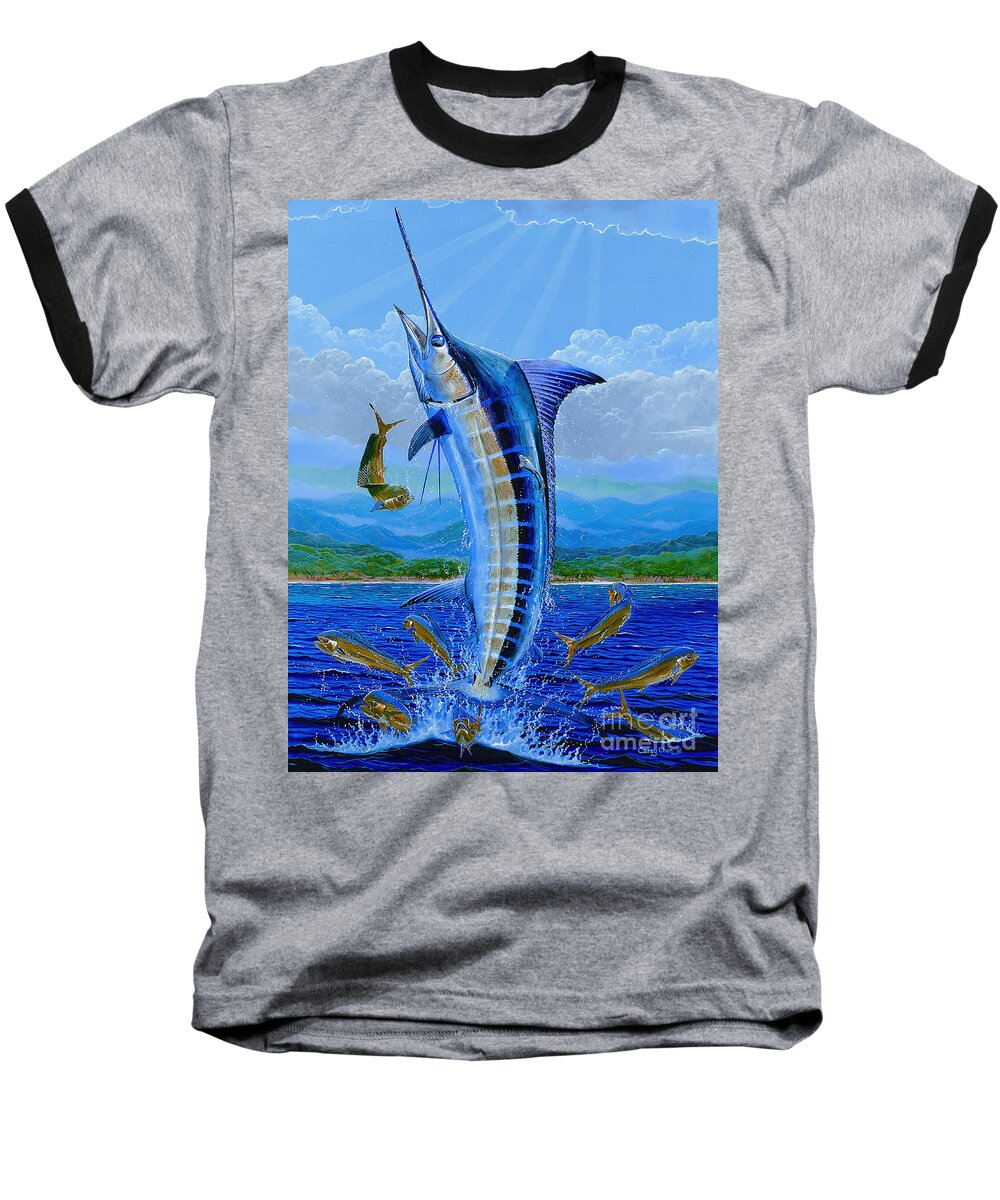Blue Marlin Baseball T-Shirt featuring the painting Caribbean blue Off0041 by Carey Chen