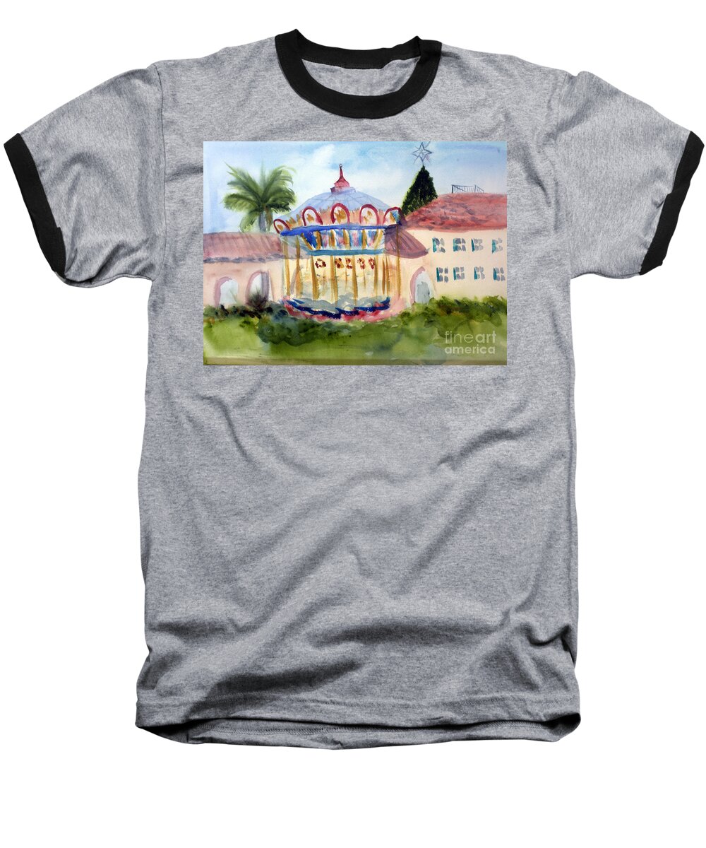 Architecture Baseball T-Shirt featuring the painting Carosel at Old School Square by Donna Walsh